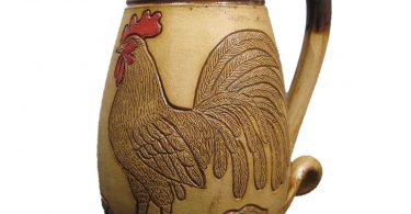 Rooster Pitcher with curvy handle. Rosa and Winton Eugene, artists
