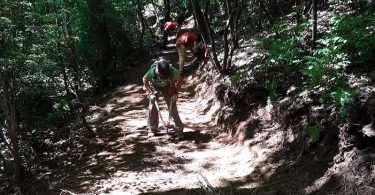 Volunteers working on new trail. Photo courtesy of Conserving Carolina