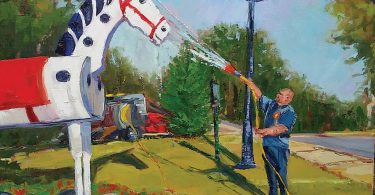 Morris Gets a Shower. Jennifer Mills, artist