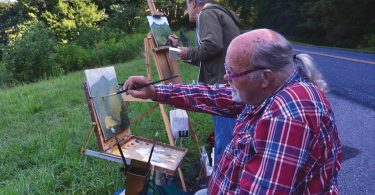 Richard Baker and John Geers Painting on the blue ridge parkway