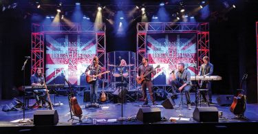 The Music of the Beatles and The Eagles. Dustin Brayley, Ryan Guerra, Aaron LaVigne, Jason Liles, Ryan Dunn, Paul Babelay. Photo courtesy of Flat Rock Playhouse