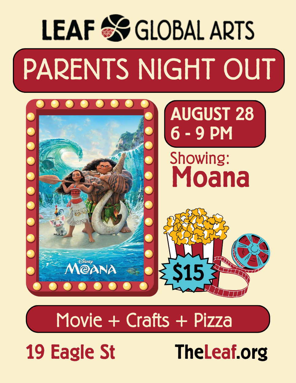 Parent’s Night Out: Movie Night @ Leaf Global Arts — Arts & culture in LEAF Global Arts