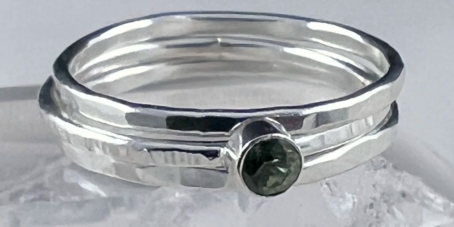 Silver Stacking Rings with Gemstone — Arts & culture in Ignite Jewelry Studios · Asheville, NC